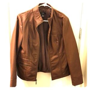 Brand new Alfani brown faux leather jacket